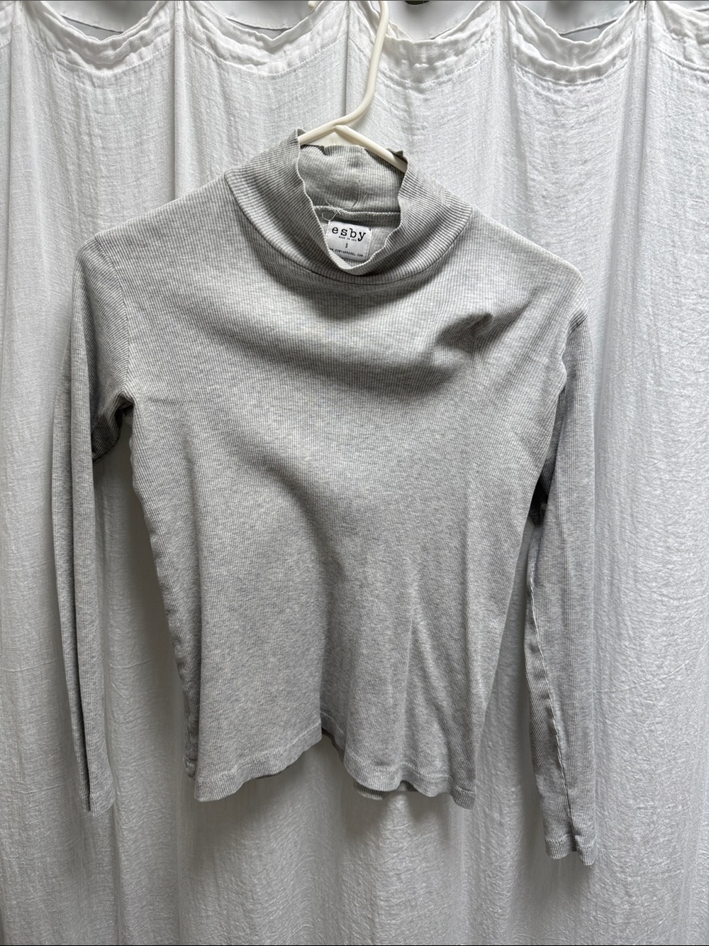 esby Light Gray Ribbed Cowl Neck Sweater